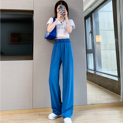 Pantalon à Taille Élastique et Jambes Larges pour Femme