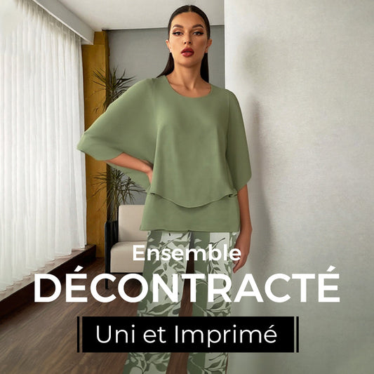 🔥 Ensemble pantalon imprimé et top à col ras du cou