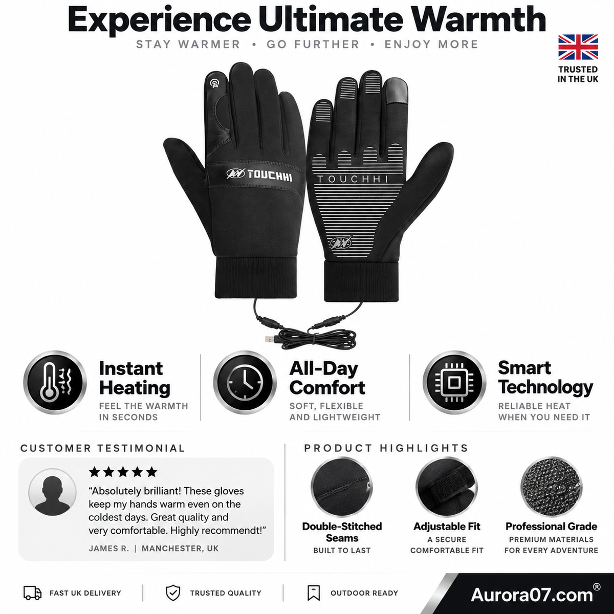 Gants chauffants électriques chauds d'hiver pour l'extérieur
