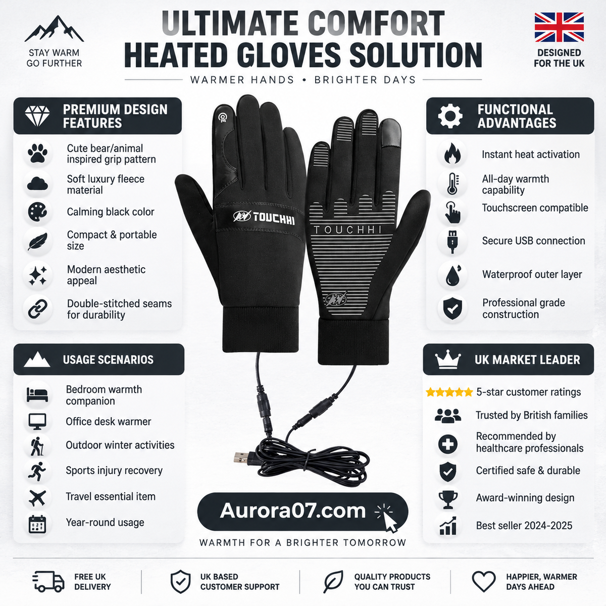 Gants chauffants électriques chauds d'hiver pour l'extérieur