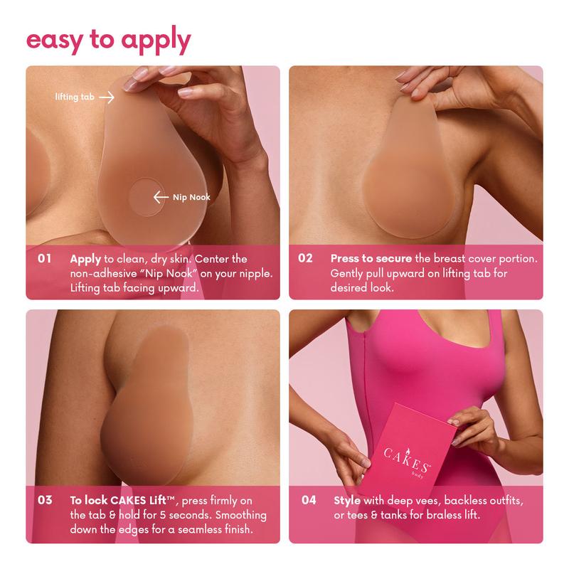 Soutien-gorge push-up invisible réutilisable avec couche adhésive.