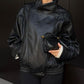 🖤 60% DE RÉDUCTION ! 🏍️ Veste Moto en Similicuir Noir – Style Audacieux, Coupe Surdimensionnée & Fermeture Éclair Argentée ✨