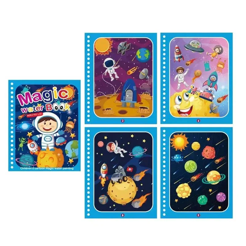 🎨 50 % DE RÉDUCTION MAINTENANT ! ✨ Livre de dessin à l'eau Montessori - Pages réutilisables avec motifs invisibles révélés par un stylo à eau pour un apprentissage ludique 💦📚