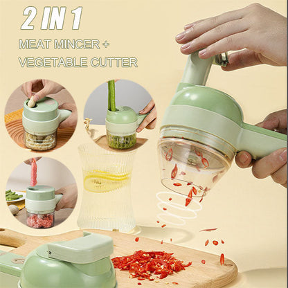 🔪 50% DE RÉDUCTION! ⚡ L'As du Cuisine Tout-en-Un – Hachoir, Éplucheur & Brosse 4-en-1 Sans Fil – Multifonction, Rapide & Indispensable 🍲