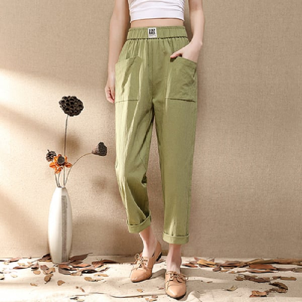 👖🌸 PROMO -50% ! Pantalon Ample Femme Léger et Fluide – Taille Haute Élastique, 75% Coton, 6 Couleurs (M-4XL)