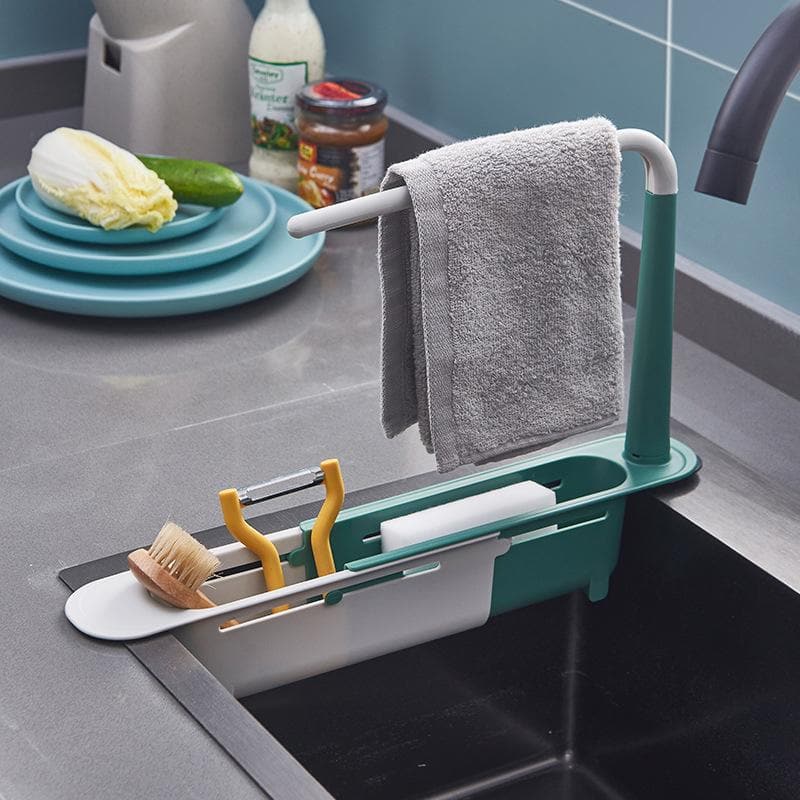 🍽️🧽 PROMO LIMITÉE 50% ! Égouttoir Évier Télescopique Portable – Longueur Réglable 32-45cm, Multifonction, Polypropylène, pour Vaisselle, Éponges & Ustensiles ✨