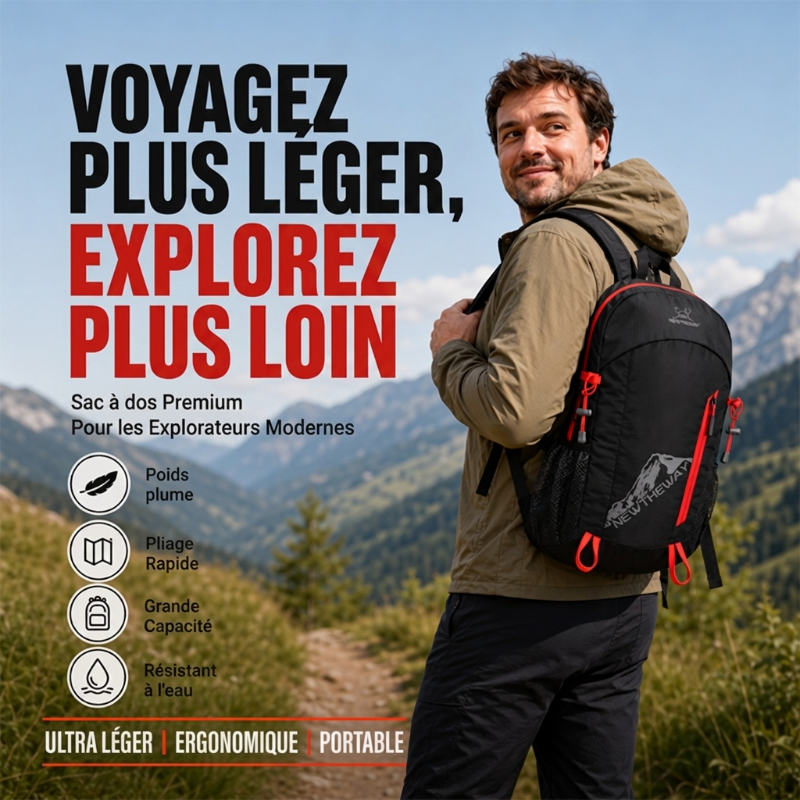Sac à dos de camping pliable et étanche