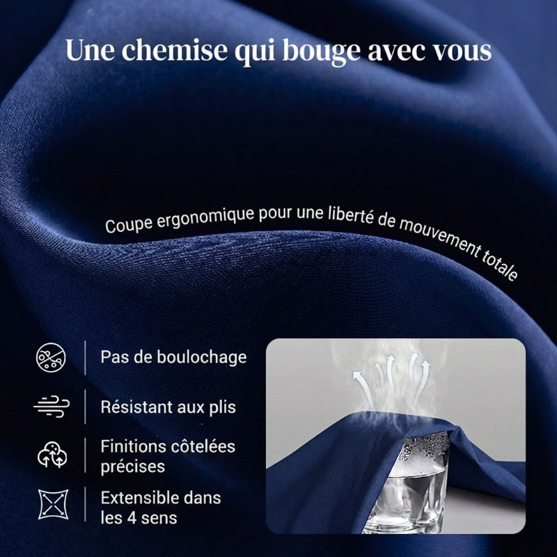 👔 50% DE RÉDUCTION ✨ Chemise homme infroissable & sans repassage – Tissu technique respirant, confort optimal – Style polyvalent pour le bureau & le quotidien – toujours impeccable sans effort ⚡