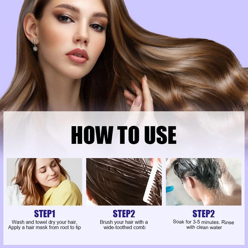 Masque capillaire à la kératine violette : fixe la couleur et neutralise les tons cuivrés et jaunes pour les cheveux blonds, gris argentés et méchés.