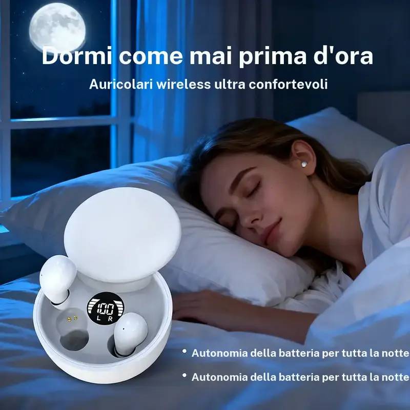 🔥🌙 Écouteurs Bluetooth ultra-compacts pour dormir – Confortables même en position latérale, parfaits pour écouter méditations, podcasts ou bruits blancs, et glisser vers le sommeil en douceur 😴✨