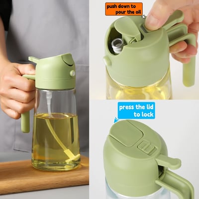 ✨💕Pulvérisateur et distributeur d'huile en verre 2 en 1/-600ml