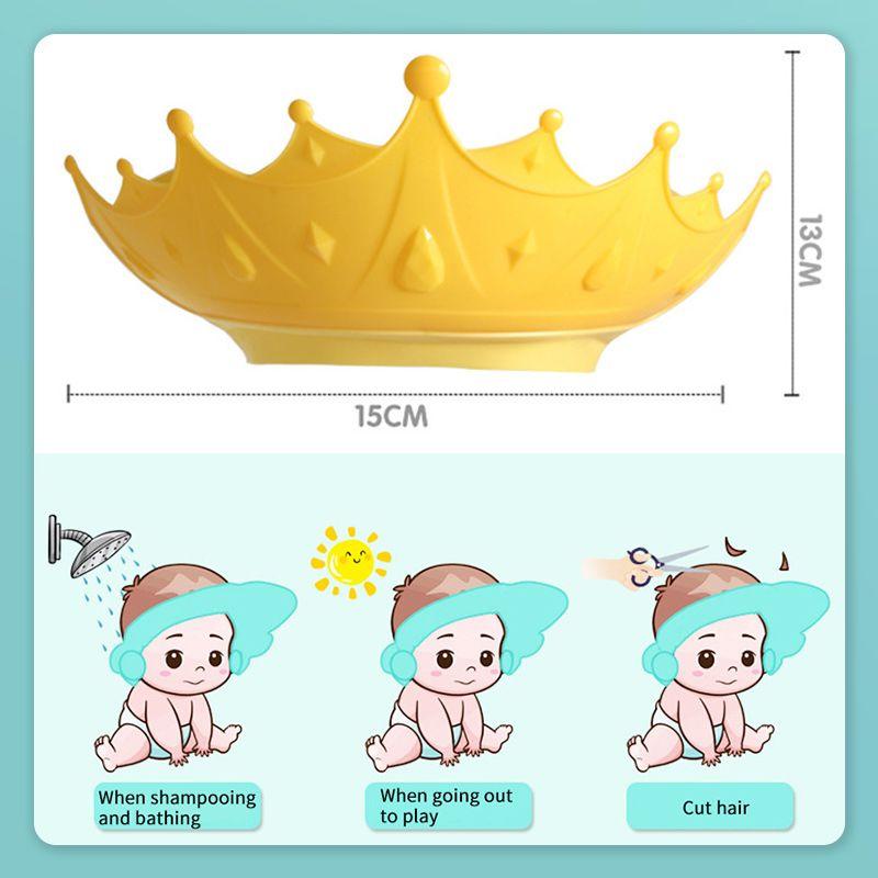 🔥 -50% ! 🛁 Bonnet de Douche Imperméable pour Bébé – PP + TPE – 15×13 cm – Ajustable – Couronne Dessin Animé – Jaune/Bleu/Rouge – Anti-Eau Yeux et Oreilles 👶