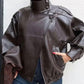 🖤 60% DE RÉDUCTION ! 🏍️ Veste Moto en Similicuir Noir – Style Audacieux, Coupe Surdimensionnée & Fermeture Éclair Argentée ✨