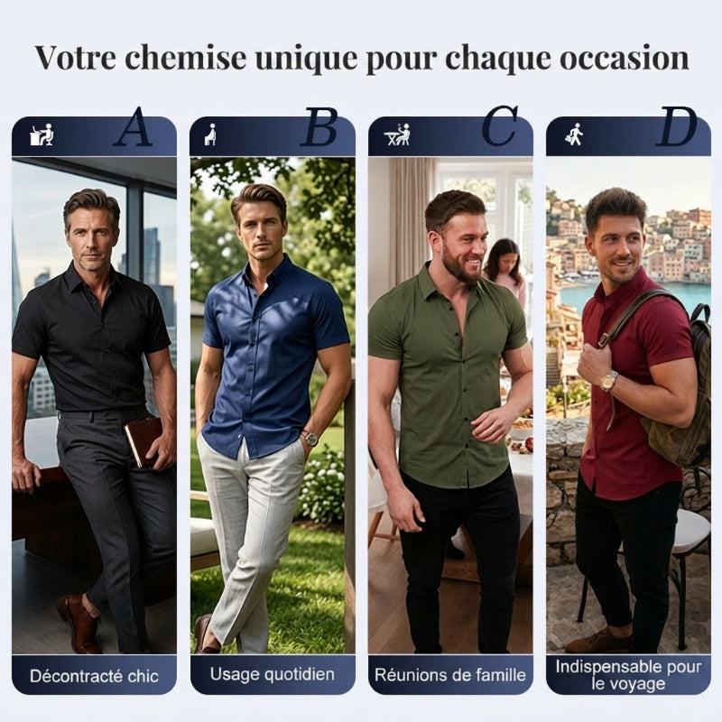 👔 50% DE RÉDUCTION ✨ Chemise homme infroissable & sans repassage – Tissu technique respirant, confort optimal – Style polyvalent pour le bureau & le quotidien – toujours impeccable sans effort ⚡