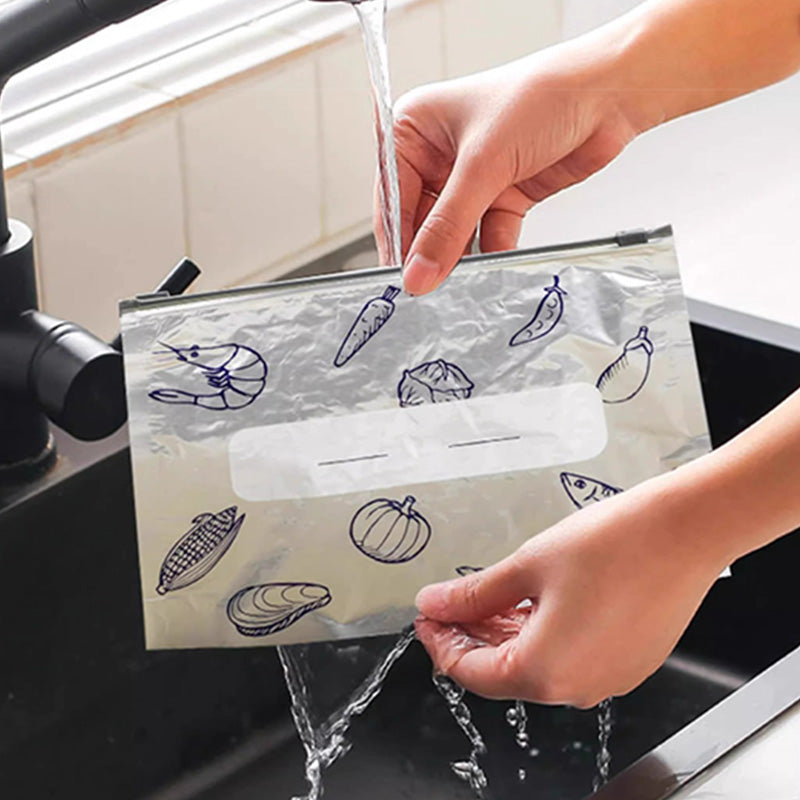 🔥Bestseller Mondial🍗 Offre limitée ! Achetez 1 obtenez 1 gratuits🥦Sacs de Rangement Réutilisables en Aluminium avec Fermeture Hermétique