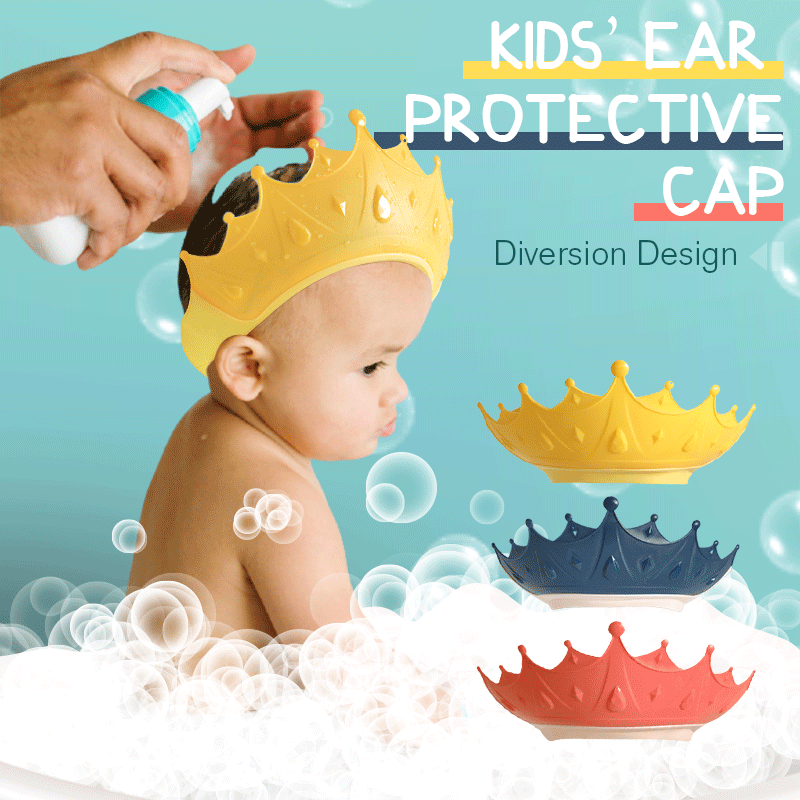 🔥 -50% ! 🛁 Bonnet de Douche Imperméable pour Bébé – PP + TPE – 15×13 cm – Ajustable – Couronne Dessin Animé – Jaune/Bleu/Rouge – Anti-Eau Yeux et Oreilles 👶