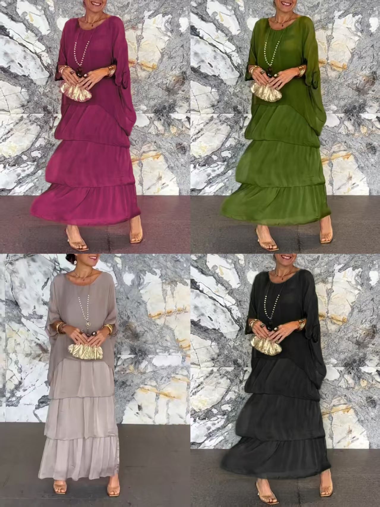 💎 -50% LIMITÉ ! 💎 Robe Maxi Artistique – Coupe Ample, Design Batwing & Élégance Fluide