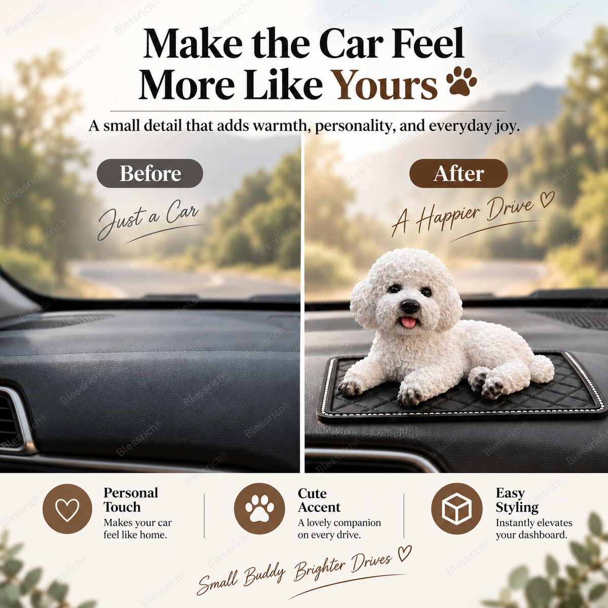 Ornement Caniche pour Voiture – La décoration la plus mignonne pour votre tableau de bord 🐶✨