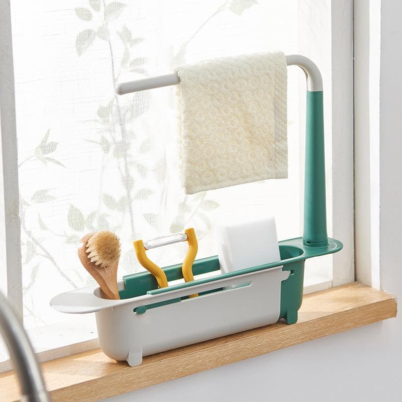 🍽️🧽 PROMO LIMITÉE 50% ! Égouttoir Évier Télescopique Portable – Longueur Réglable 32-45cm, Multifonction, Polypropylène, pour Vaisselle, Éponges & Ustensiles ✨