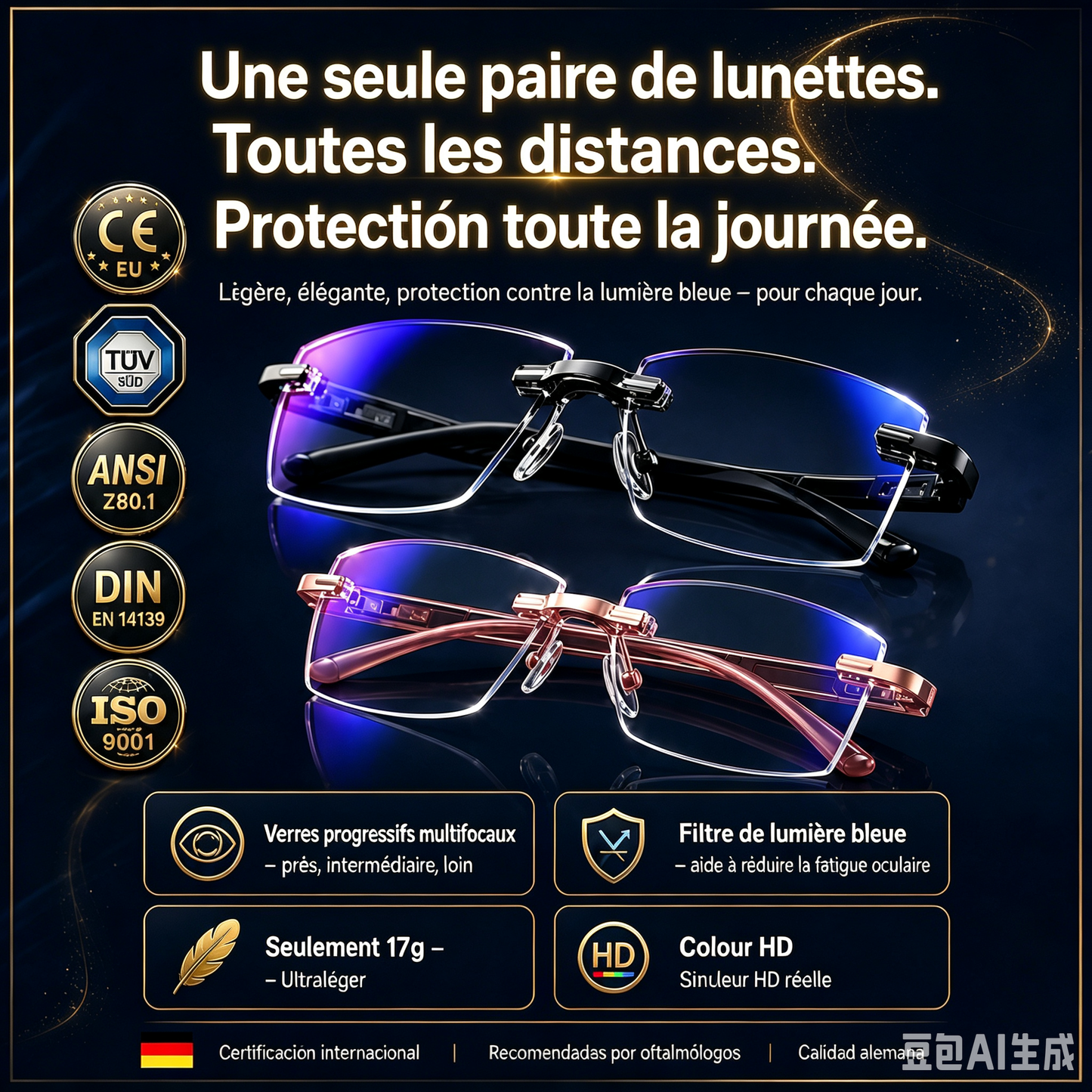 🔥Nouvelles lunettes de lecture à double usage avec filtre anti-lumière bleue en saphir haute dureté✨