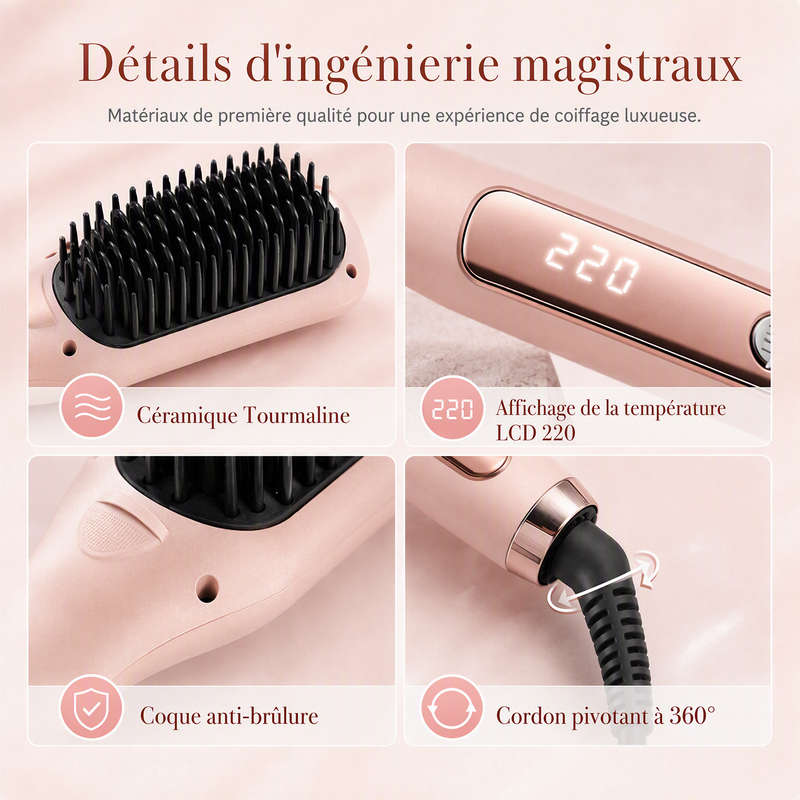 🔥‑50% Réduction ! Brosse de coiffage intelligente 💇‍♀️ Lissage facile, cheveux doux, idéal pour coiffer rapidement ✨