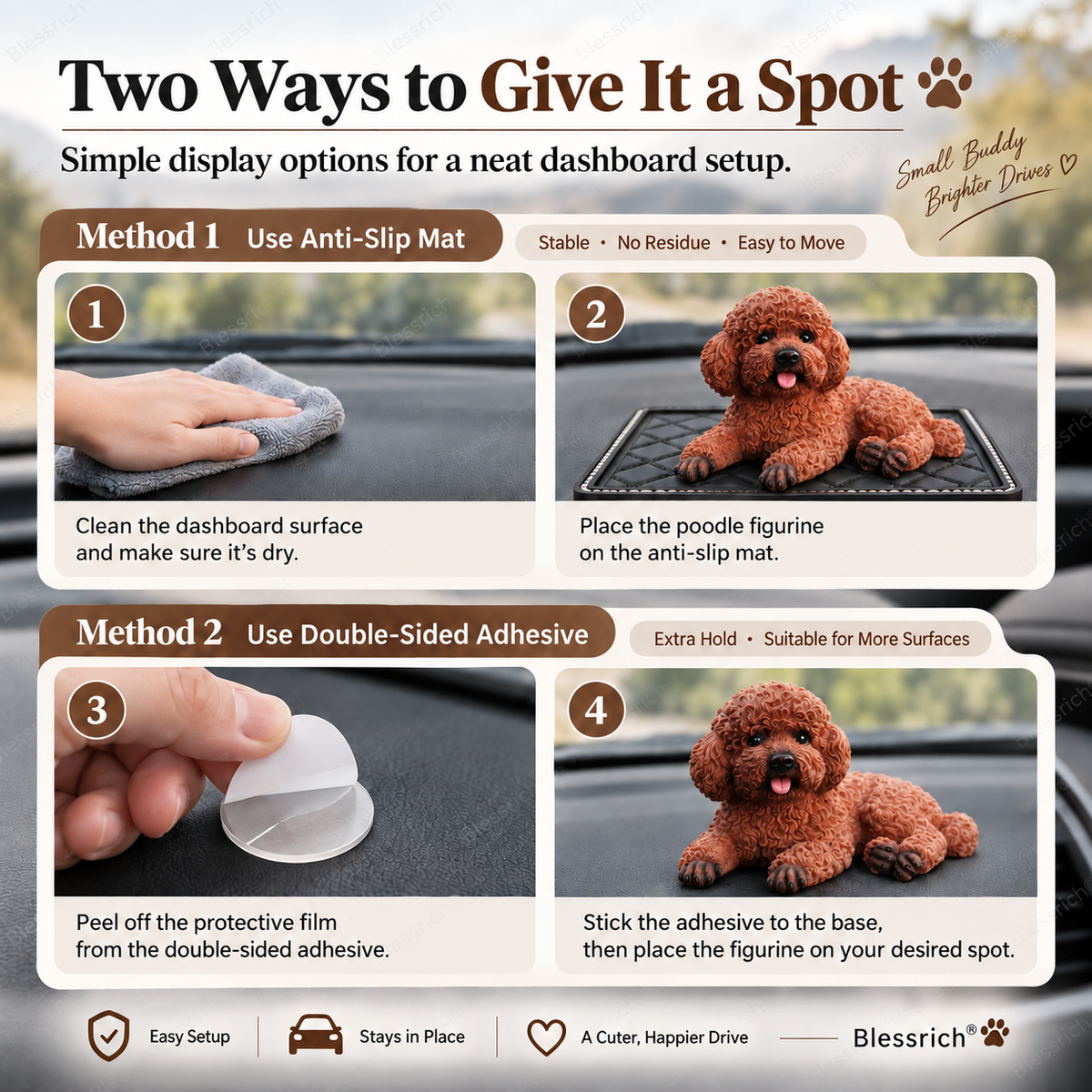 Ornement Caniche pour Voiture – La décoration la plus mignonne pour votre tableau de bord 🐶✨
