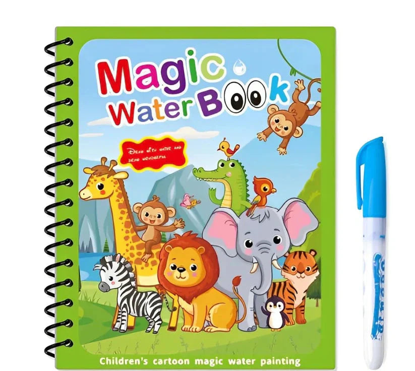 🎨 50 % DE RÉDUCTION MAINTENANT ! ✨ Livre de dessin à l'eau Montessori - Pages réutilisables avec motifs invisibles révélés par un stylo à eau pour un apprentissage ludique 💦📚