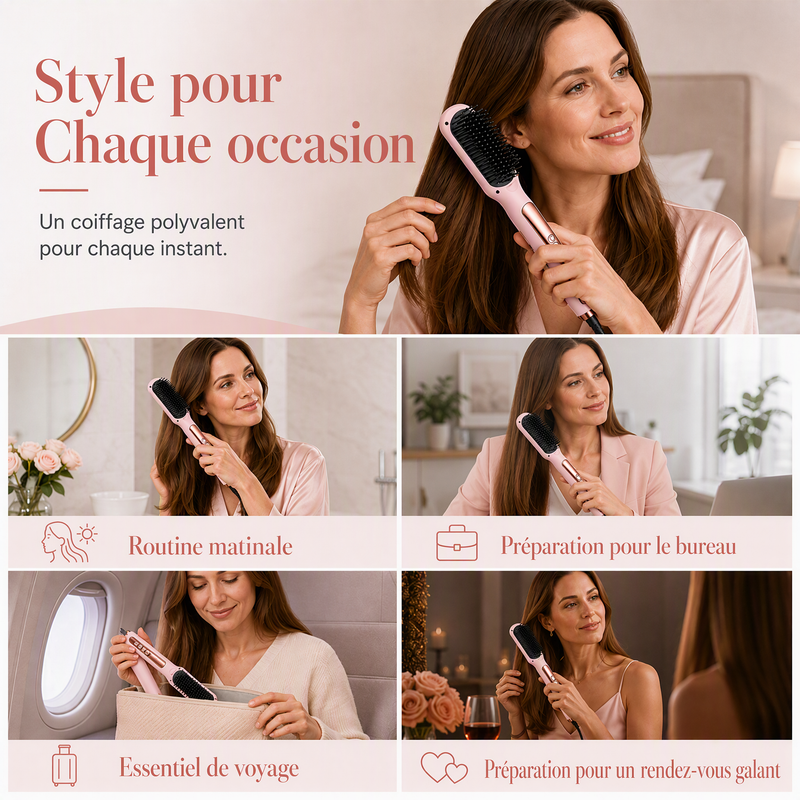 🔥‑50% Réduction ! Brosse de coiffage intelligente 💇‍♀️ Lissage facile, cheveux doux, idéal pour coiffer rapidement ✨