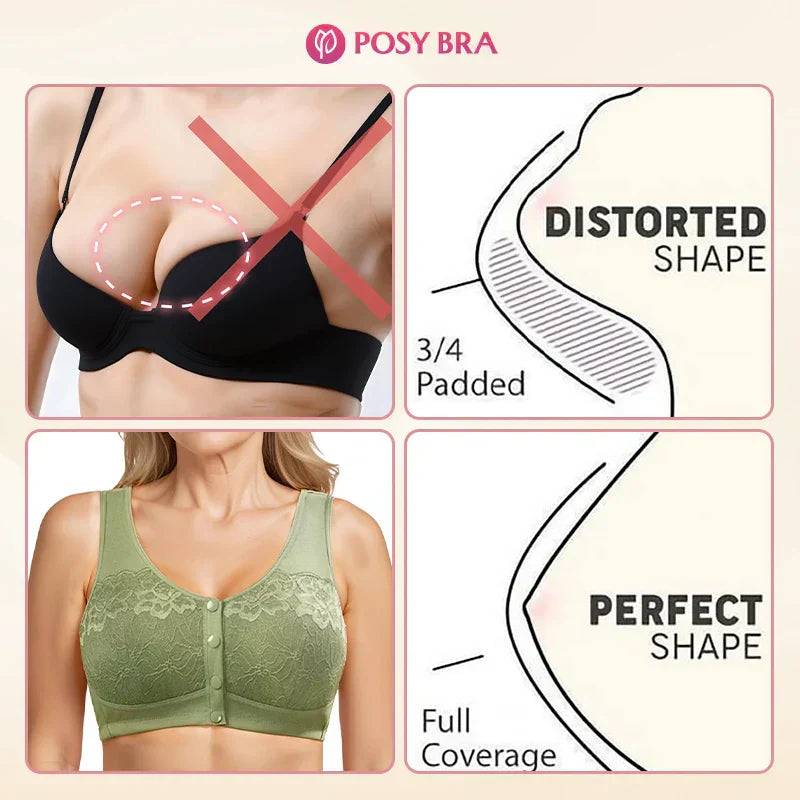 Soutien-gorge galbant sans fil confortable avec boutons sur le devant