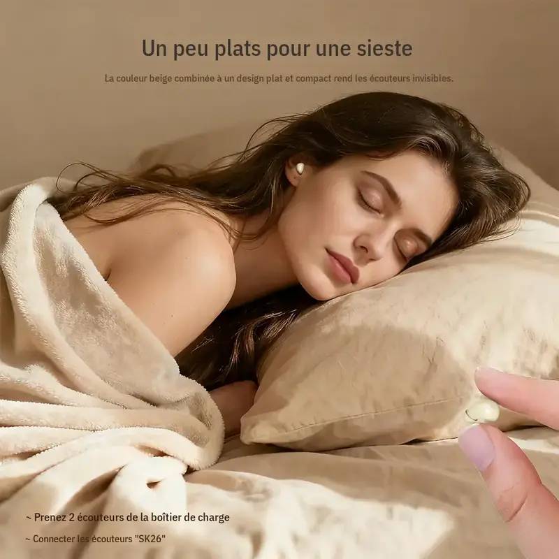 🔥🌙 Écouteurs Bluetooth ultra-compacts pour dormir – Confortables même en position latérale, parfaits pour écouter méditations, podcasts ou bruits blancs, et glisser vers le sommeil en douceur 😴✨
