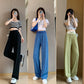 Pantalon à Taille Élastique et Jambes Larges pour Femme