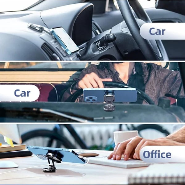 📱🧲 -60% ! 🚗Support Magnétique Voiture Pliable – Rotation 360°, 6 Aimants N52 & Bras Repliable pour Téléphones 4–7″