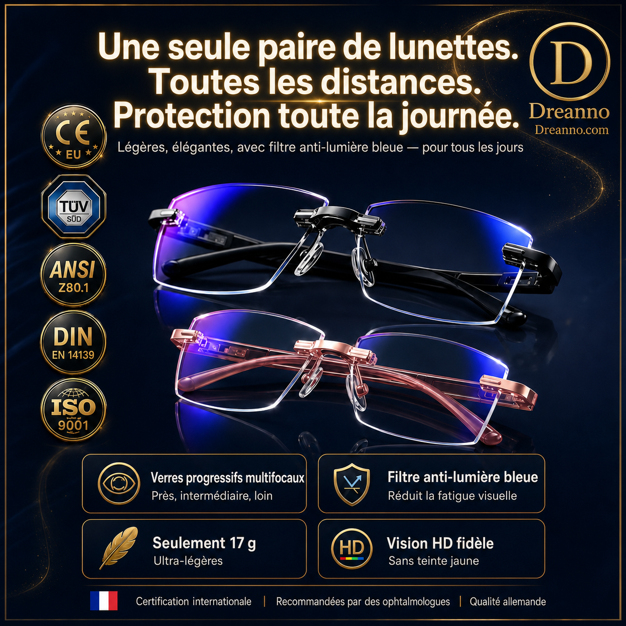Lunettes de lecture sans monture, ultra-légères, à verres taillés en diamant