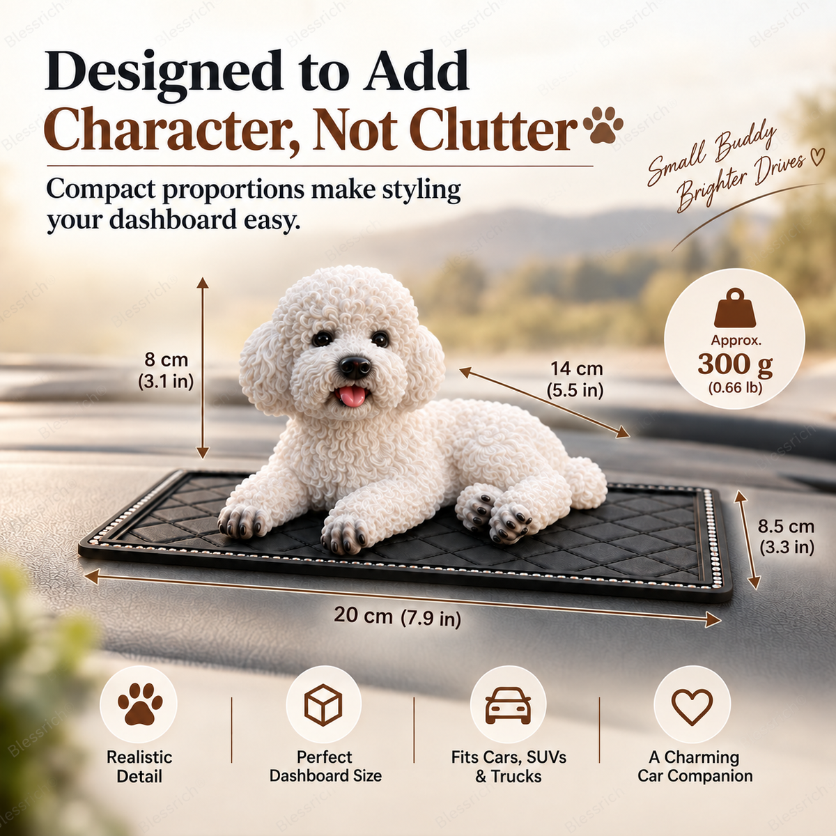 Ornement Caniche pour Voiture – La décoration la plus mignonne pour votre tableau de bord 🐶✨