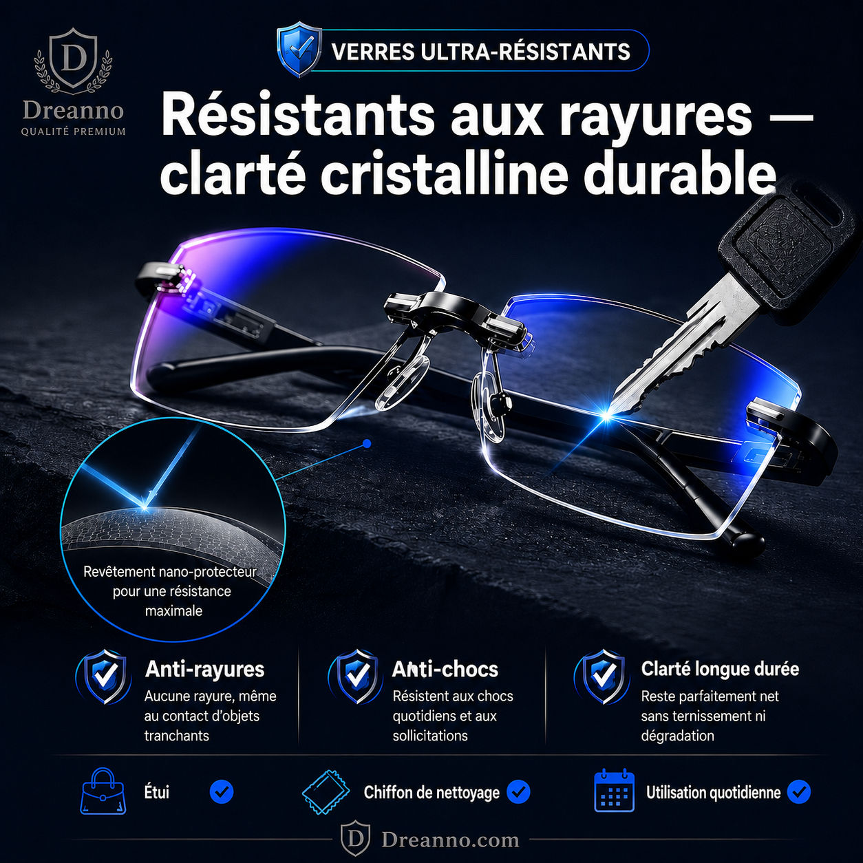 Lunettes de lecture sans monture, ultra-légères, à verres taillés en diamant