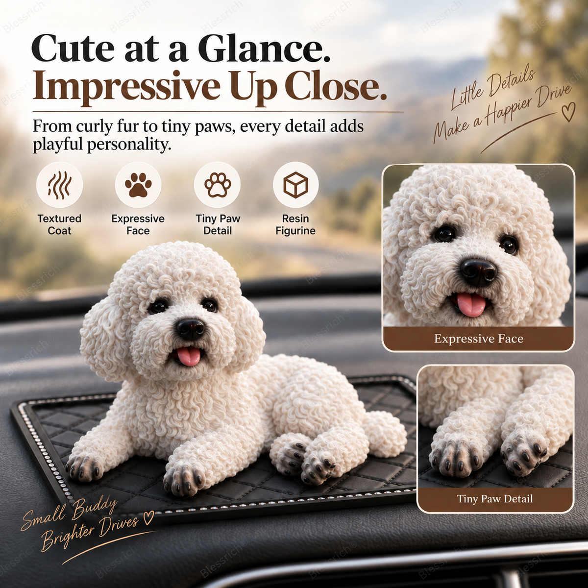 Ornement Caniche pour Voiture – La décoration la plus mignonne pour votre tableau de bord 🐶✨