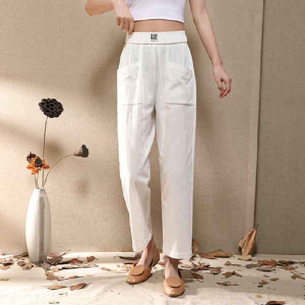 👖🌸 PROMO -50% ! Pantalon Ample Femme Léger et Fluide – Taille Haute Élastique, 75% Coton, 6 Couleurs (M-4XL)