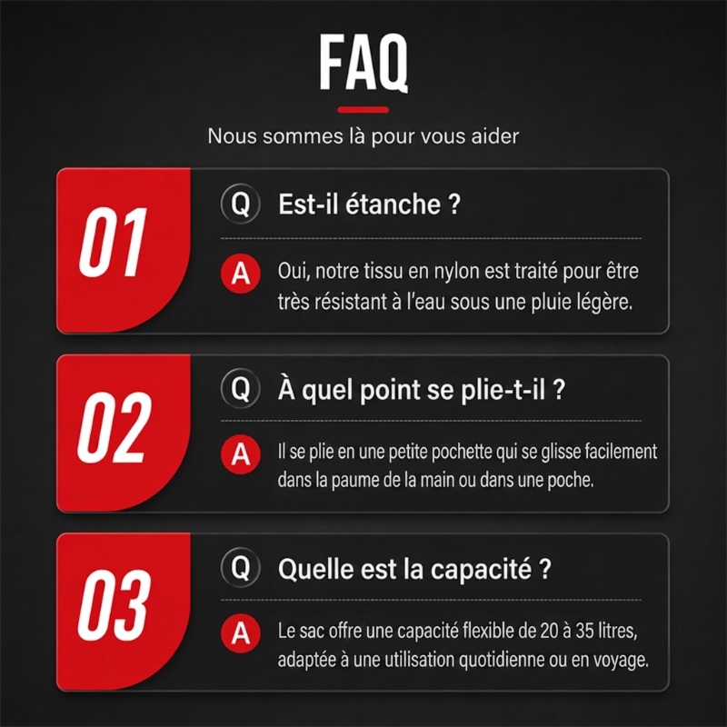 Sac à dos de camping pliable et étanche