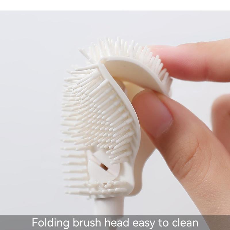 Brosse de nettoyage en silicone à 360° avec long manche – Nettoyeur de biberons à poils souples pour biberons, gourdes, bouteilles isothermes, couvercles, théières, bols et récipients étroits. Offre spéciale : 1 acheté, 1 offert.