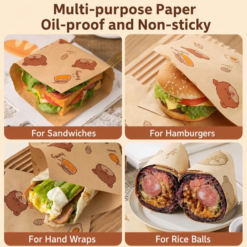 Paquet de 50 sachets en papier pour sandwichs, 7,1 x 7,1 pouces, sachets anti-graisse pour snacks, sachets non blanchis pour pâtisseries, petits sachets en papier brun recyclables, sachets pour biscuits, adaptés aux boulangeries et aux beignets