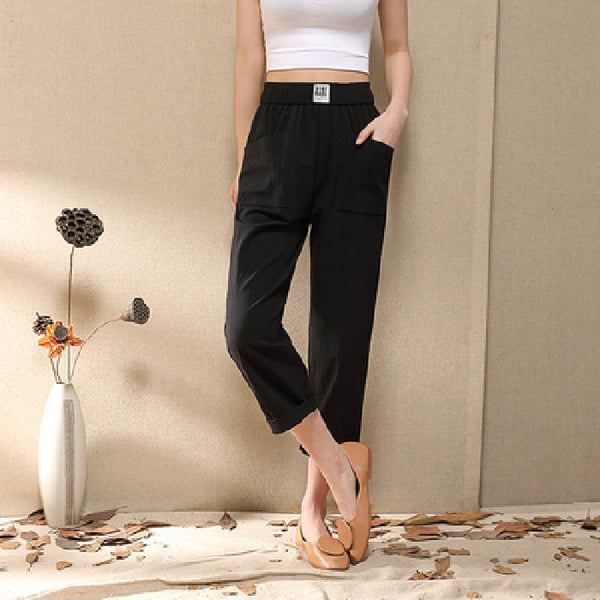👖🌸 PROMO -50% ! Pantalon Ample Femme Léger et Fluide – Taille Haute Élastique, 75% Coton, 6 Couleurs (M-4XL)