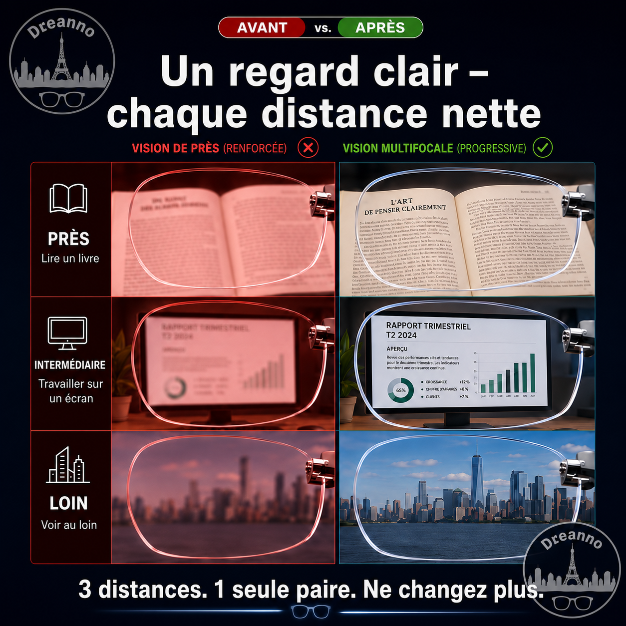 Lunettes de lecture sans monture, ultra-légères, à verres taillés en diamant