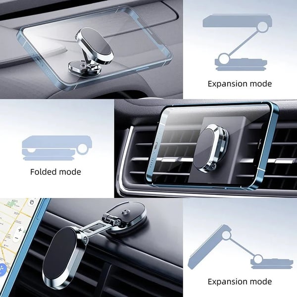 📱🧲 -60% ! 🚗Support Magnétique Voiture Pliable – Rotation 360°, 6 Aimants N52 & Bras Repliable pour Téléphones 4–7″