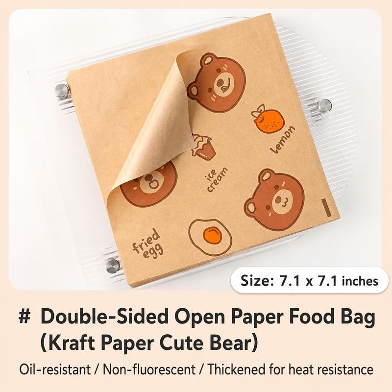 Paquet de 50 sachets en papier pour sandwichs, 7,1 x 7,1 pouces, sachets anti-graisse pour snacks, sachets non blanchis pour pâtisseries, petits sachets en papier brun recyclables, sachets pour biscuits, adaptés aux boulangeries et aux beignets