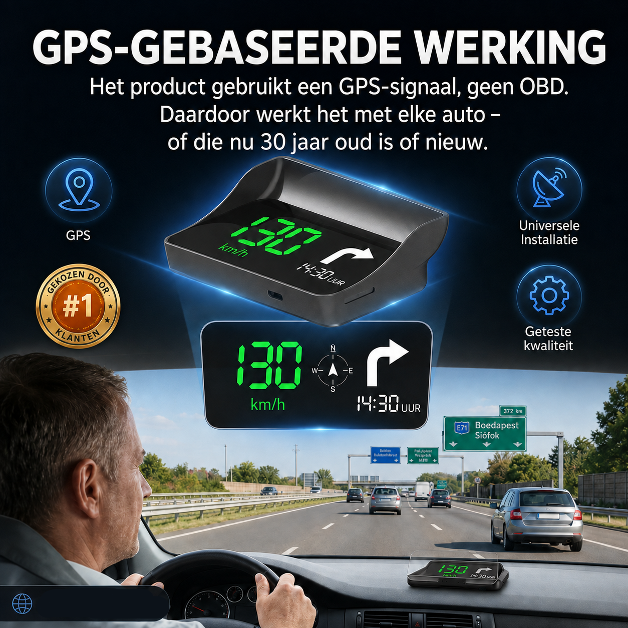 🚗🛰️ Affichage tête haute (HUD) et compteur de vitesse GPS numérique pour voiture – gardez les yeux sur la route, évitez les amendes. 50 % de réduction !