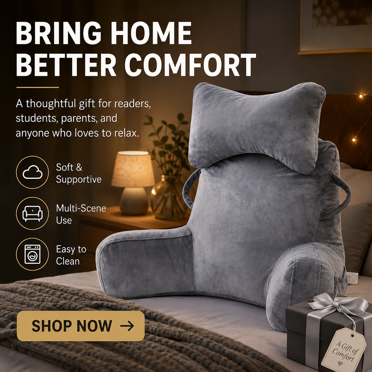 Coussin de lecture multifonctionnel avec soutien lombaire et dossier