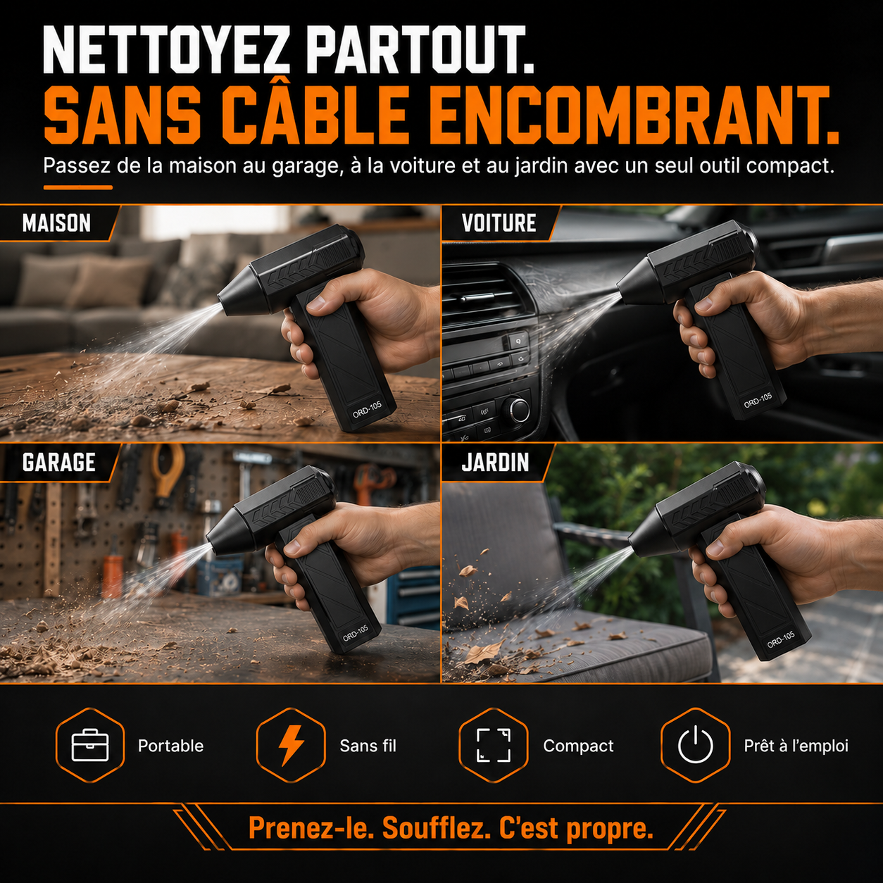 ⚡ Souffleur d'air Turbo sans fil – 50 % DE RÉDUCTION, offre à durée limitée ! 🏷️
