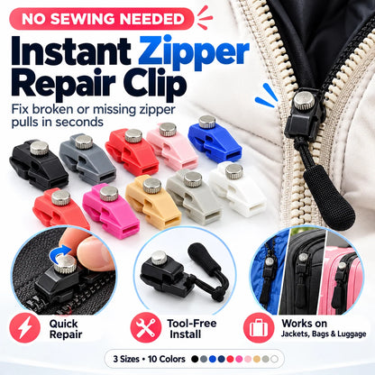 🧵🔥-50% ! Clip réparation fermeture éclair instantané, sans couture, remplacement curseur pour sacs et vestes✨