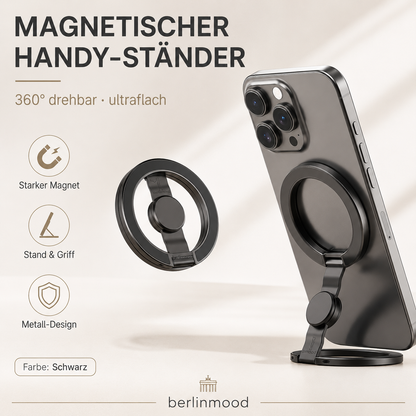 Support magnétique pour téléphone portable avec anneau, pivotant à 360°