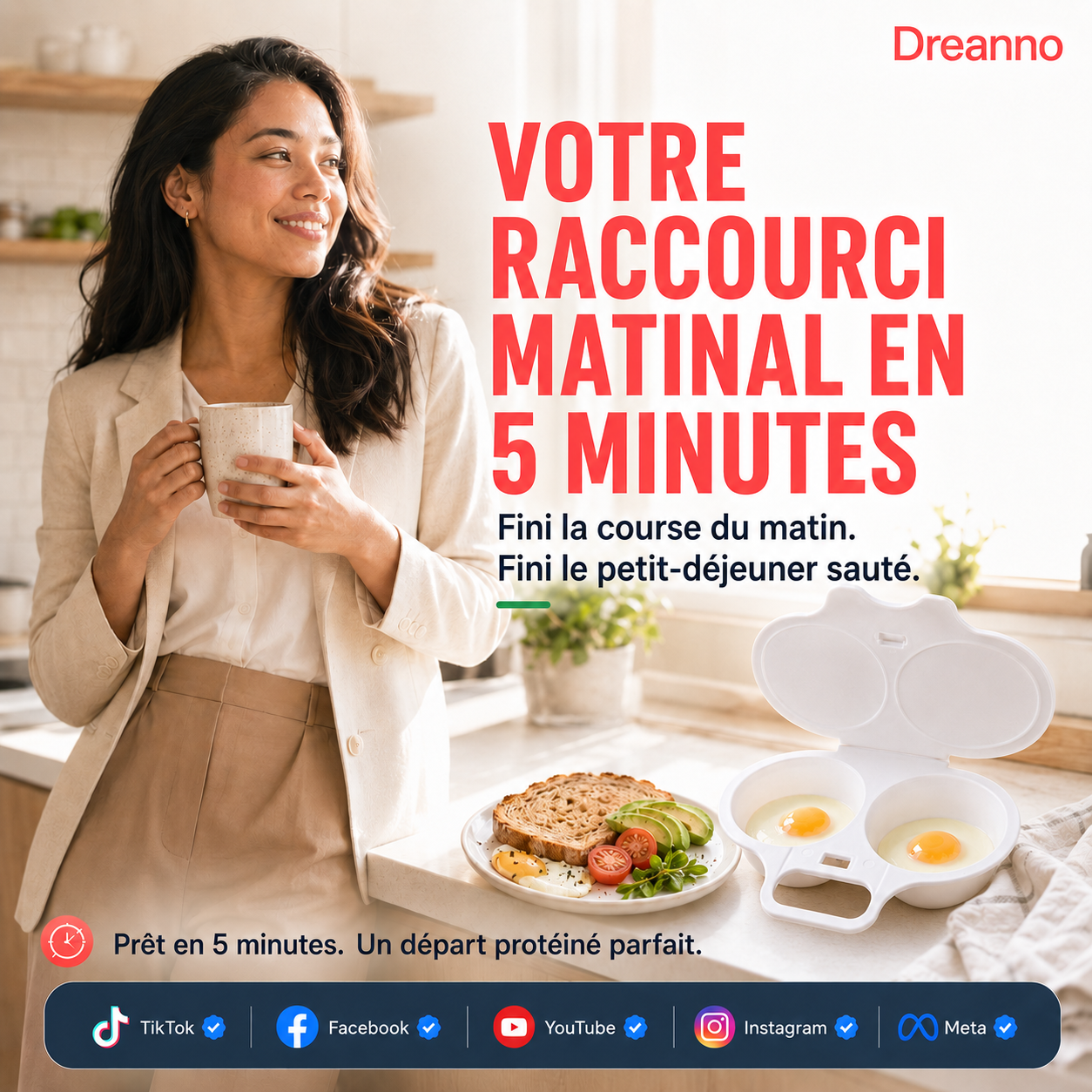 🥚 Cuiseur à Œufs Anti-Éclaboussures – PP Alimentaire – Double Cavité & Couvercle Hermétique – Œuf Poché Sain au Micro-Ondes sans Effort 🌿